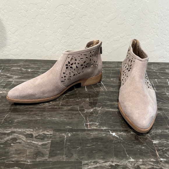 Italeau Floral Laser Cut Out Suede Booties - Picture 13 of 13